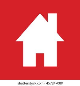 White house icon vector illustration. Red background