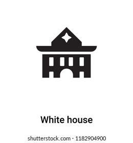 White house icon vector isolated on white background, logo concept of White house sign on transparent background, filled black symbol