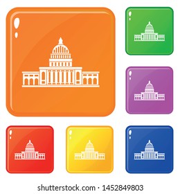 White house icons set collection vector 6 color isolated on white background
