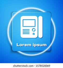 White House intercom system icon isolated on blue background. Blue square button. Vector Illustration