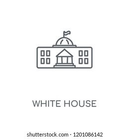 White house linear icon. White house concept stroke symbol design. Thin graphic elements vector illustration, outline pattern on a white background, eps 10.