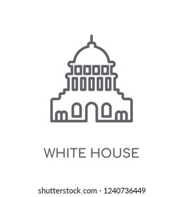 White House linear icon. Modern outline White House logo concept on white background from Architecture and Travel collection. Suitable for use on web apps, mobile apps and print media.