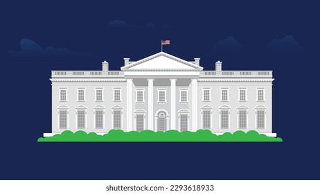 La Casa Blanca es la residencia oficial y el lugar de trabajo del Presidente de los Estados Unidos. Ilustración vectorial.