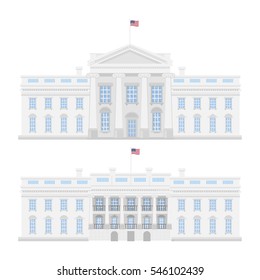 The White House on white background. American government.