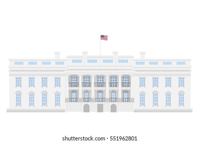 The White House on white background. American government.