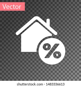 Casa Blanca con un icono de etiqueta de descuento perfecto aislado en fondo transparente. Precio de señal del porcentaje de la casa. Casa inmobiliario. Símbolo de porcentaje de crédito. Ilustración vectorial