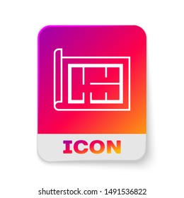 White House plan icon isolated on white background. Rectangle color button. Vector Illustration