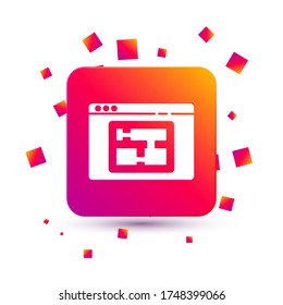 Icono del plan de la Casa Blanca aislado en fondo blanco. Botón de color cuadrado. Ilustración vectorial