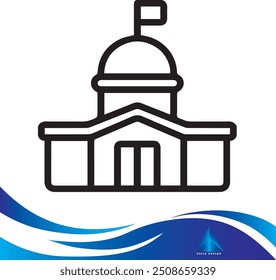 White House - The residence of the president of the United States of America line art vector icon for apps and websites
