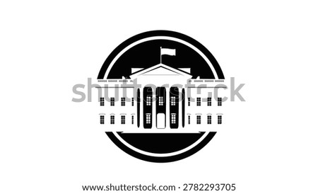 White House simple symbol, black isolated vector silhouette