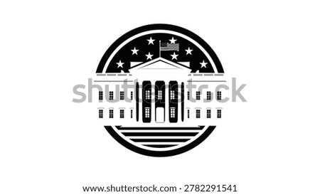 White House symbol, black isolated vector silhouette