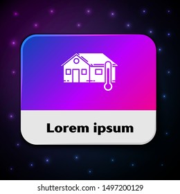 White House temperature icon isolated on black background. Thermometer icon. Rectangle color button. Vector Illustration