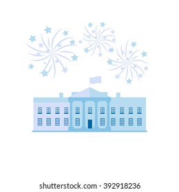White house united states president residence and Independence day fireworks 