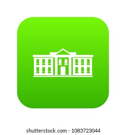White house USA icon digital green for any design isolated on white vector illustration