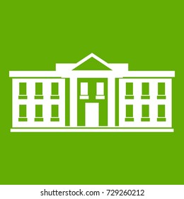 White house USA icon white isolated on green background. Vector illustration