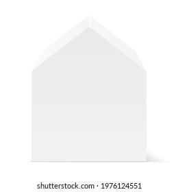White house vector 3D icon. Minimalist geometrical house isolated on background.