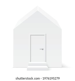 White house vector 3D icon. Minimalist geometrical house isolated on background.