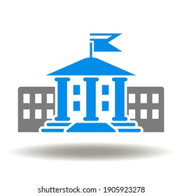 White House Vector Icon. Government Country Symbol. President Residence Illustration.