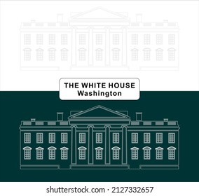 White House. Vector image in the form of an outline
