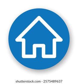 White house vector line icon on blue background. Best for print, business cards, mobile apps, social media and web design.