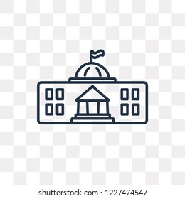 White house vector outline icon isolated on transparent background, high quality linear White house transparency concept can be used web and mobile