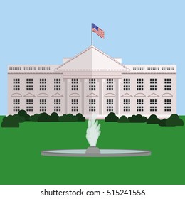 White House in Washington DC, flat vector illustration