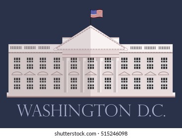 White House in Washington DC, flat vector illustration