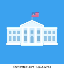 White House in Washington DC, official residence of the president of the United States. Flat vector illustration, simple cartoon style clip art.