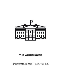 White House at Washington DC, United States, vector line icon. International landmark  symbol.