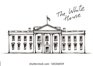 White House in Washington DC, USA, vector illustration isolated on white background