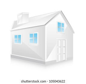 white house with window with shadow. vector illustration