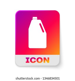White Household chemicals blank plastic bottle icon isolated on white background. Liquid detergent or soap, stain remover, laundry bleach. Rectangle color button. Vector Illustration