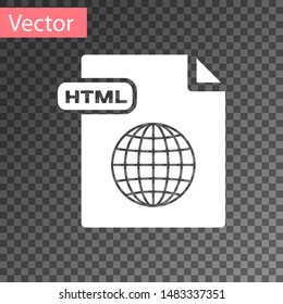 White HTML file document. Download html button icon isolated on transparent background. HTML file symbol. Markup language symbol.  Vector Illustration