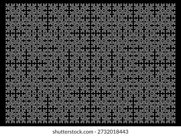 White H-tree fractal pattern on a black background, created from line segments with an abstract geometric structure, symmetry, uniqueness, self-similarity. Suitable for mathematical, scientific and educational illustration, background, poster, decoration.