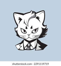 White human like cat portrait vector illustration for your projects