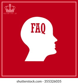 White human profile picture with FAQ icon 