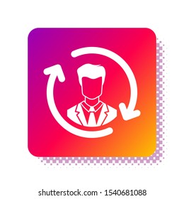 White Human resources icon isolated on white background. Concept of human resources management, professional staff research, head hunter job. Square color button. Vector Illustration