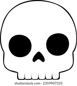 White Human Skull : Halloween Isolated Vector Isolated - A white human skull with a straight face, isolated on a Halloween-themed background. Great for Halloween illustrations and designs.