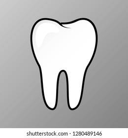 A white human tooth. Icon, logo, emblem of the tooth. Dentistry Dentist. Vector. EPS 10