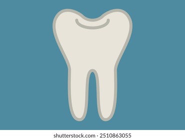 Dente ou molar humano branco sobre fundo azul