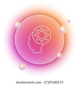 Weißes Human- und Virus-Symbol einzeln auf weißem Hintergrund. Corona-Virus 2019-nCoV Bakterien und Keime, Zellkrebs, Mikroben, Pilze. Orange und rosafarbener Farbverlauf-Kreishintergrund. Vektorgrafik