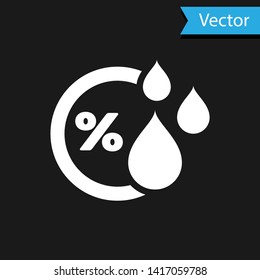 White Humidity icon isolated on black background. Weather and meteorology, thermometer symbol. Vector Illustration