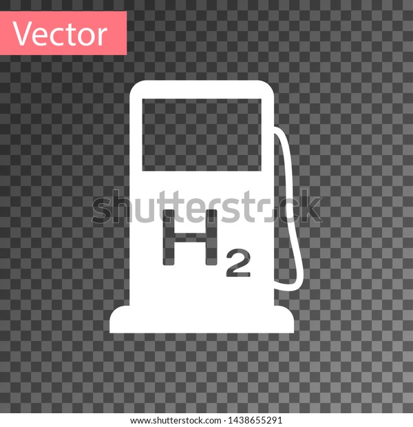 White Hydrogen\
filling station icon isolated on transparent background. H2 station\
sign. Vector\
Illustration