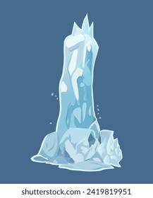 White ice block of colorful set. This charming illustration combines intricate design and whimsical cartoon elements to bring icicles to life. Vector illustration.