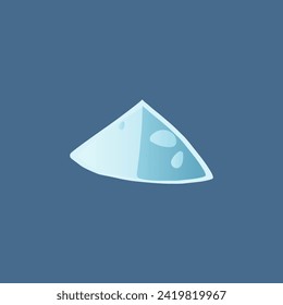 White ice block of colorful set. This striking image captures the elegance of an ice snow, expertly portrayed with a touch of whimsical cartoon artistry against blue canvas. Vector illustration.