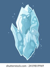 Bloque blanco de hielo de conjunto colorido. Demostración de la belleza cristalina del hielo y los músculos en esta pintoresca ilustración, donde un encantador diseño de dibujos animados ocupa el centro del escenario. Ilustración vectorial.