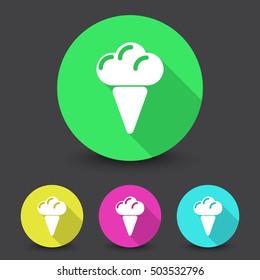 White Ice Cream icon in different colors set