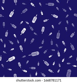 White Ice cream icon isolated seamless pattern on blue background. Sweet symbol.  Vector Illustration