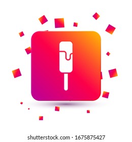 White Ice cream icon isolated on white background. Sweet symbol. Square color button. Vector Illustration