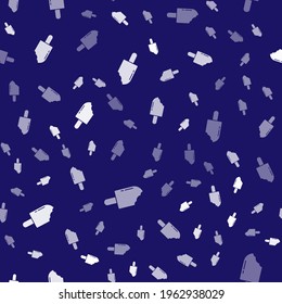 White Ice cream icon isolated seamless pattern on blue background. Sweet symbol.  Vector Illustration